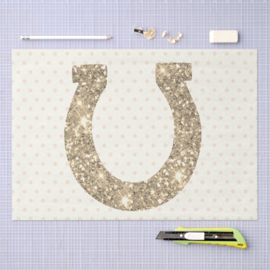 Niedliches Glam Gold Glitzer Horseshoe Seidenpapier (Handwerk)