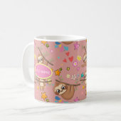 Niedliches, glattes rosa Muster fügt Ihrem Text ei Kaffeetasse (Vorderseite Links)