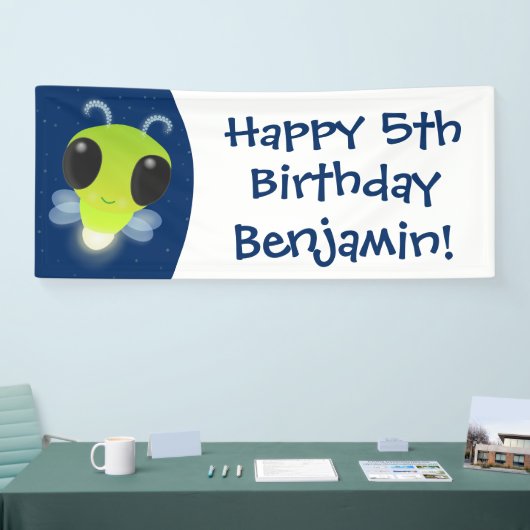 Niedliches Glow Bug Firefrefly Cartoon Illustratio Banner (Messe)