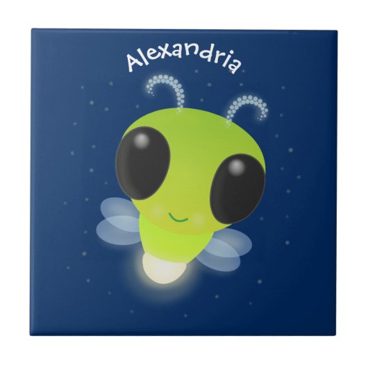 Niedliches Glow Bug Firefrefly Cartoon Illustratio Fliese (Vorderseite)