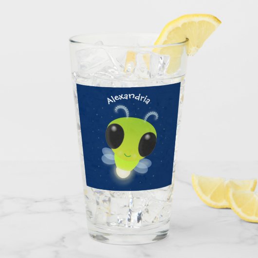 Niedliches Glow Bug Firefrefly Cartoon Illustratio Glas (Rückseite Ice)