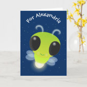 Niedliches Glow Bug Firefrefly Cartoon Illustratio Karte (Gelbe Blume)