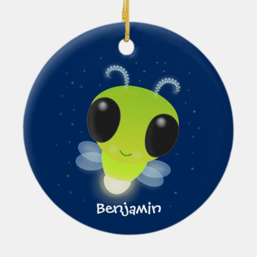 Niedliches Glow Bug Firefrefly Cartoon Illustratio Keramik Ornament (Hinten)