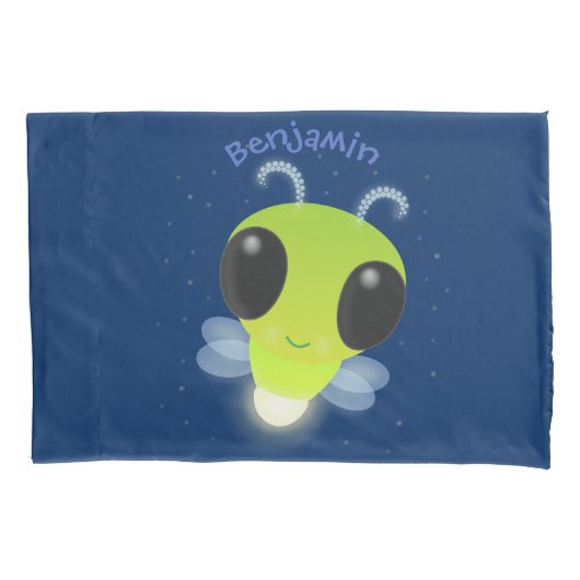 Niedliches Glow Bug Firefrefly Cartoon Illustratio Kissenbezug (Vorderseite)