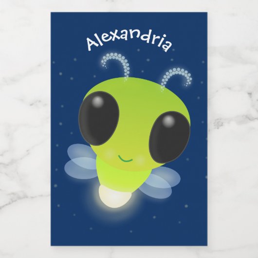 Niedliches Glow Bug Firefrefly Cartoon Illustratio Lebensmitteletikett (Einzelnes Label)