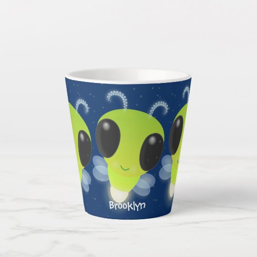 Niedliches Glow Bug Firefrefly Cartoon Illustratio Milchtasse (Vorderseite)