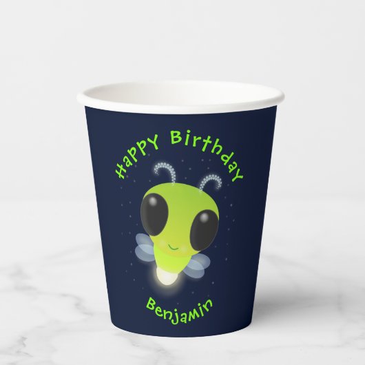 Niedliches Glow Bug Firefrefly Cartoon Illustratio Pappbecher (Vorderseite)