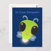 Niedliches Glow Bug Firefrefly Cartoon Illustratio Postkarte (Vorne/Hinten)