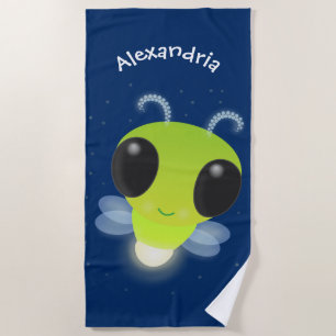 Niedliches Glow Bug Firefrefly Cartoon Illustratio Strandtuch