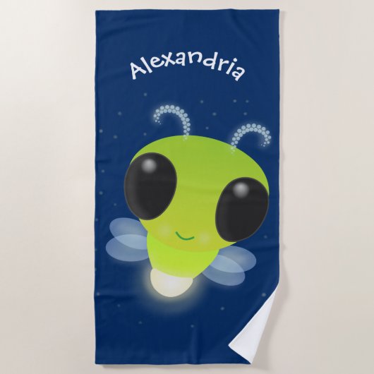 Niedliches Glow Bug Firefrefly Cartoon Illustratio Strandtuch (Vorderseite)