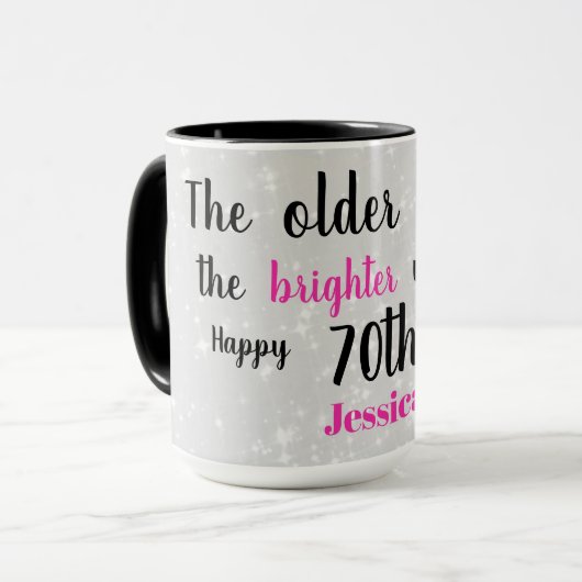 Niedliches Glück 70. Geburtstag Tasse (Vorderseite Links)