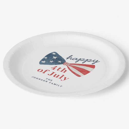 Niedliches Glück am 4. Juli Pappteller (Schrägansicht)