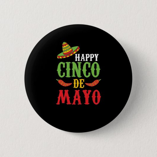 Niedliches Glück Cinco De Mayo Button (Vorderseite)