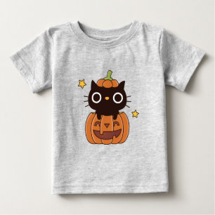 Niedliches Glück Halloween Black Cat in Pumpkin Ba Baby T-shirt