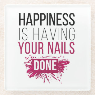 Niedliches Glück hat Ihre getanen Nägel Glasuntersetzer