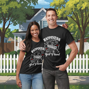 Niedliches Glück Husband Ehefrau Wort Kunst Jubilä T-Shirt