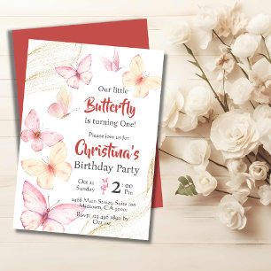 Niedliches Glück im Schmetterlingsthema des modern Einladung