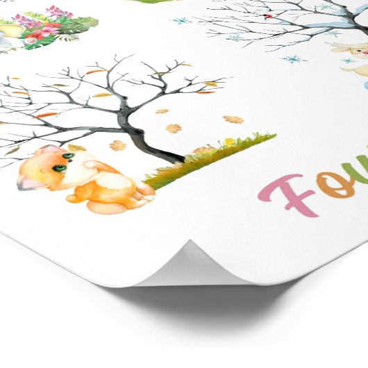 Niedliches Glück mit 4 Seasons Baby Kinderzimmer P Poster (Ecke)