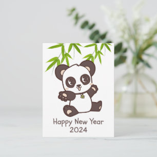 Niedliches Glück Panda Bamboo Neues Jahr Postkarte