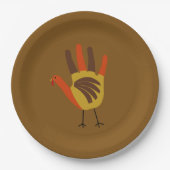 Niedliches Glück Thanksgiving Hand Print Türkei Go Pappteller (Vorderseite)