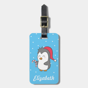 Niedliches Glück Weihnachten Pinguin Candy Cane fü Gepäckanhänger