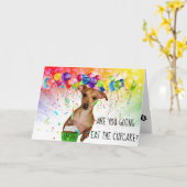 Niedliches Glück zum Geburtstag Chihuahua mit Cupc Karte (Gelbe Blume)