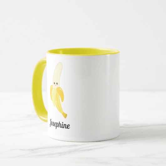 Niedliches glückliches Bananenmonogramm Tasse (Vorderseite Links)