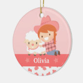 Niedliches glückliches Cowgirl mit den Keramik Ornament (Links)