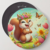 Niedliches, glückliches Eichhörnchen Button (Vorne & Hinten)