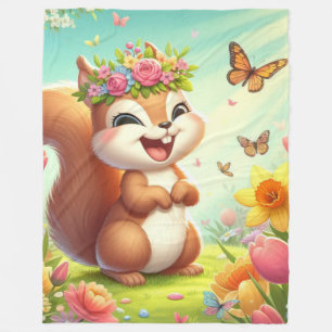 Niedliches, glückliches Eichhörnchen Fleecedecke