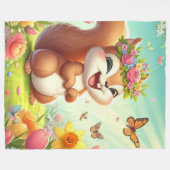 Niedliches, glückliches Eichhörnchen Fleecedecke (Vorderseite (Horizontal))