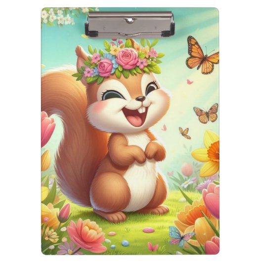 Niedliches, glückliches Eichhörnchen Klemmbrett (Vorderseite)