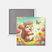 Niedliches, glückliches Eichhörnchen Magnet (Vorderseite/Rückseite)