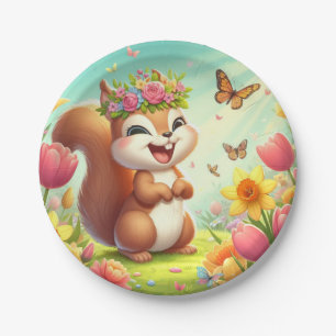 Niedliches, glückliches Eichhörnchen Pappteller