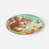 Niedliches, glückliches Eichhörnchen Pappteller (Schrägansicht)