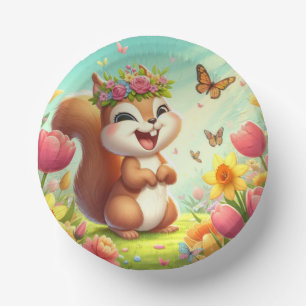 Niedliches, glückliches Eichhörnchen Pappteller
