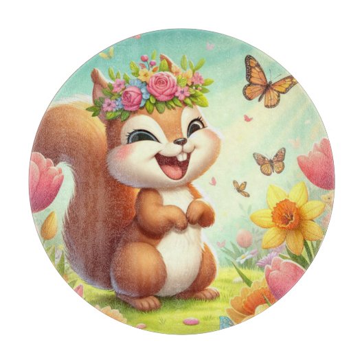 Niedliches, glückliches Eichhörnchen Schneidebrett (Vorderseite)
