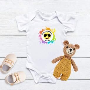 Niedliches glückliches Gesicht, Aviator Brille, Sp Baby Strampler