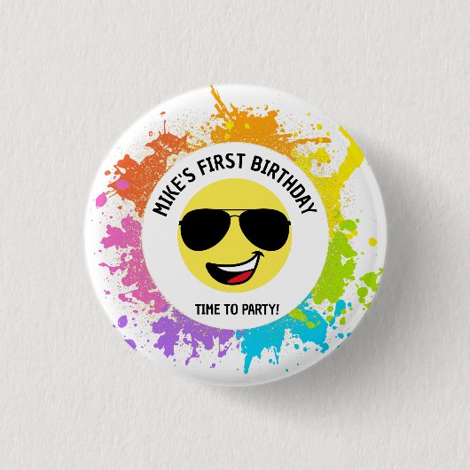 Niedliches glückliches Gesicht, Aviator Brille, Sp Button (Vorderseite)