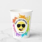 Niedliches glückliches Gesicht, Aviator Brille, Sp Pappbecher (Rückseite)