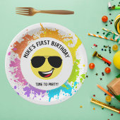 Niedliches glückliches Gesicht, Aviator Brille, Sp Pappteller