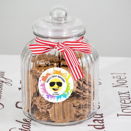 Niedliches glückliches Gesicht, Aviator Brille, Sp Runder Aufkleber