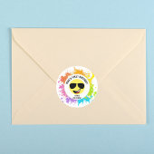 Niedliches glückliches Gesicht, Aviator Brille, Sp Runder Aufkleber