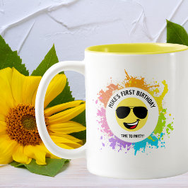 Niedliches glückliches Gesicht, Aviator Brille, Sp Zweifarbige Tasse