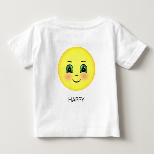 Niedliches glückliches Gesicht Emoji Baby T-shirt (Rückseite)