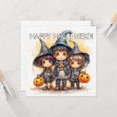 Niedliches glückliches Halloween für Kinder Karte (Vorderseite/Rückseite Beispiel)