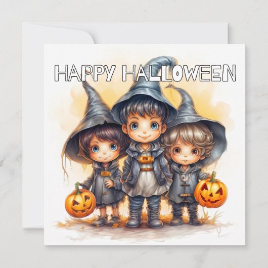 Niedliches glückliches Halloween für Kinder Karte (Vorderseite)