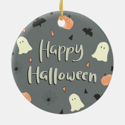Niedliches glückliches Halloween Keramik Ornament (Hinten)