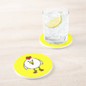 Niedliches glückliches Huhn Getränkeuntersetzer (Seite)