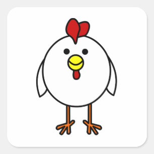 Niedliches glückliches Huhn-Quadrat Quadratischer Aufkleber